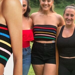 Urban Outfitters Black Camisole with Multicolor Stripes